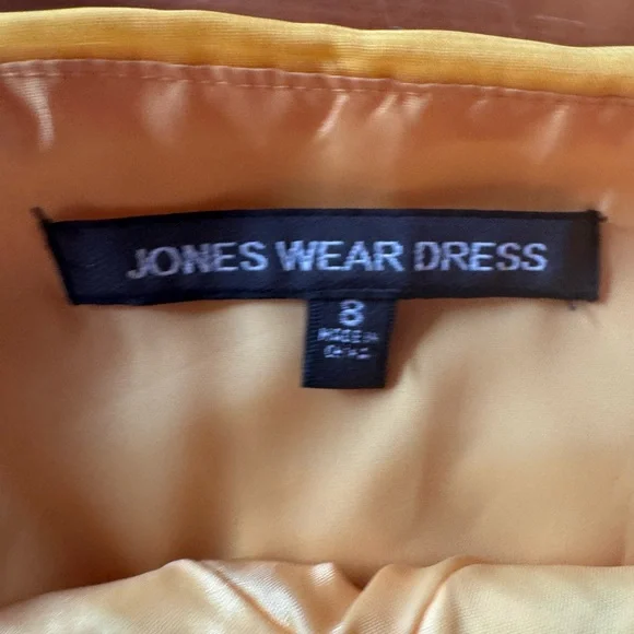 Jones New York Women’s Lined Straped Yellow Black White Chiffon Dress Size 8 - Picture 7 of 11